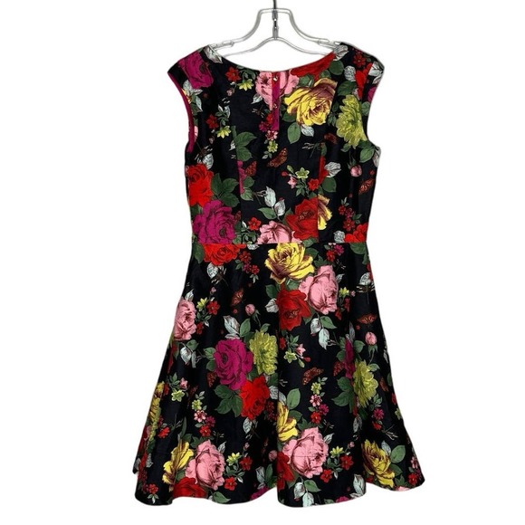 Baker By Ted Baker Dress Girls 8 Black Multi Floral Party Flower Girl Church - Picture 2 of 8
